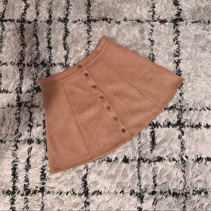 Camel Button Down Structured Skirt